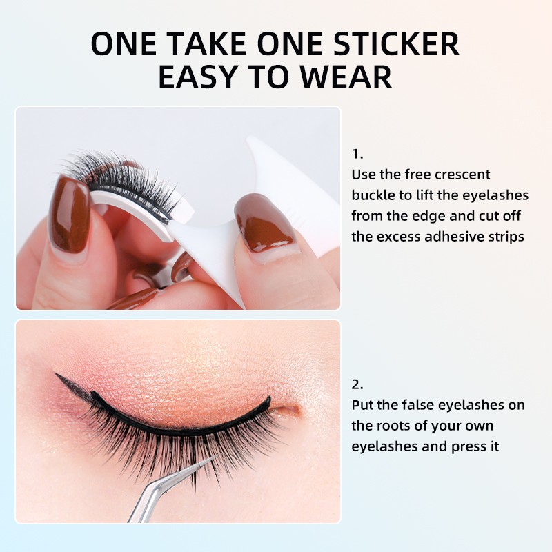 2 Pairs - Reusable Self Adhesive False Eyelashes Glue Free Fake Eye Lashes Easy To Wear Fluffy Eyelash Extension Makeup Tool
