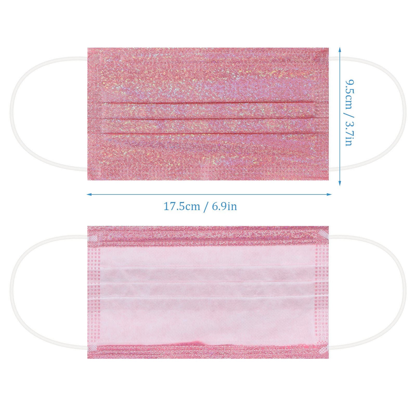 3 Layers Fashion Bronzing Pink Disposable Face Mask Reflective Non-woven Fabric Mascarillas Desechables Protective Mouth Masks