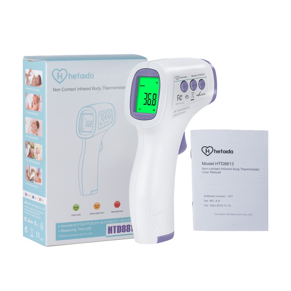HeTaiDa Digital Infrared Forehead Thermometer Non-contact Body Temperature Measurement Digital Thermometer for Adult and Child 8813