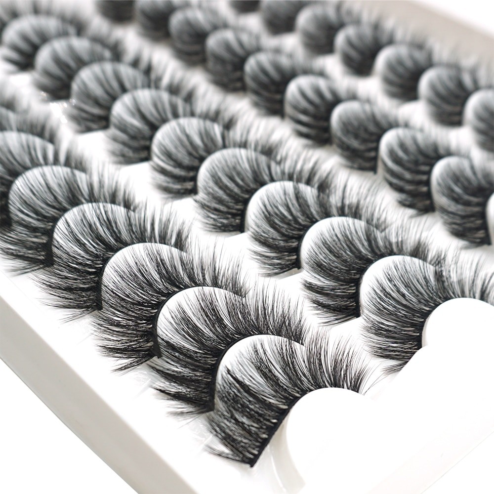 LE 20 Pairs Mink Eyelashes Fashion Handmade Cruelty-Free Soft Wispies 3D Fake Long Eye Lashes Extension False Eyelashes