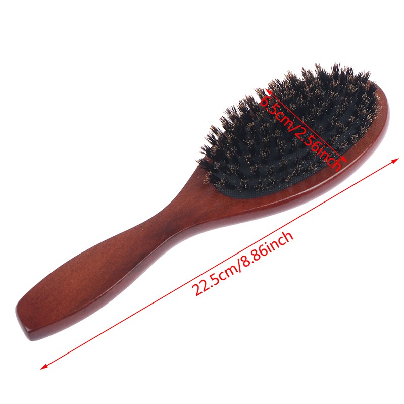 Natural boar bristle hair brush for women men baby soft bristles hair brush thin and fine restore shine texture wooden handle