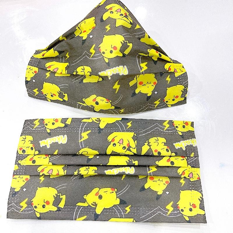 Pikachu Cartoon Adult Disposable Mask Small Fire Dragon Cartoon Pattern Printing 3 Layers Of High Efficiency Protective Mascara