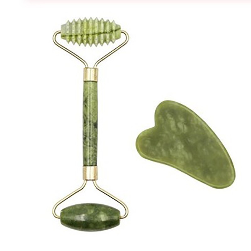 2pcs jade massage face beauty health gua sha scraper set skin care natural stone white gouache face slimming massage