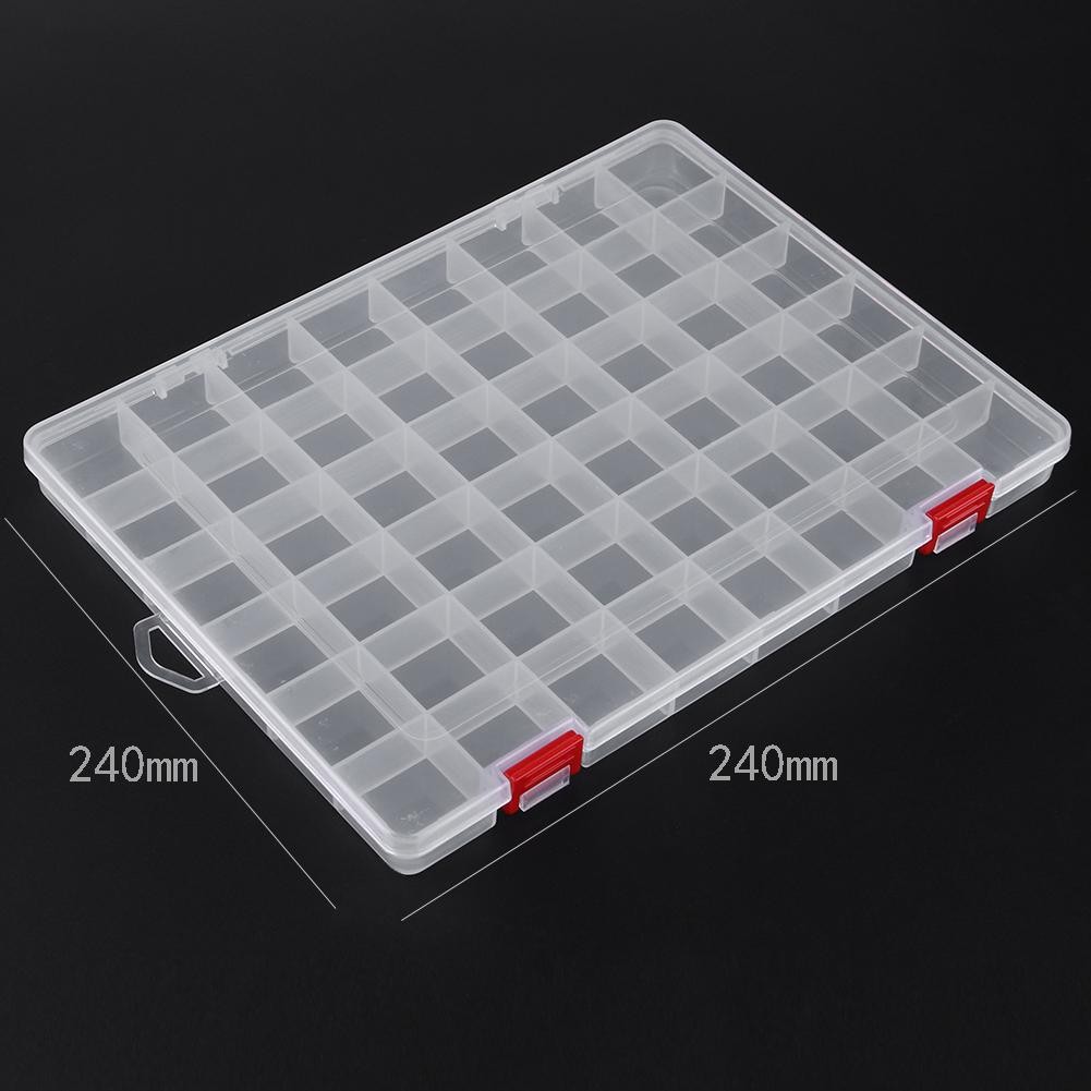 Rectangle Plastic Organizer 48 Compartment Storage Box Adjustable Pill Container Rings Jewelry Box Home Organizer