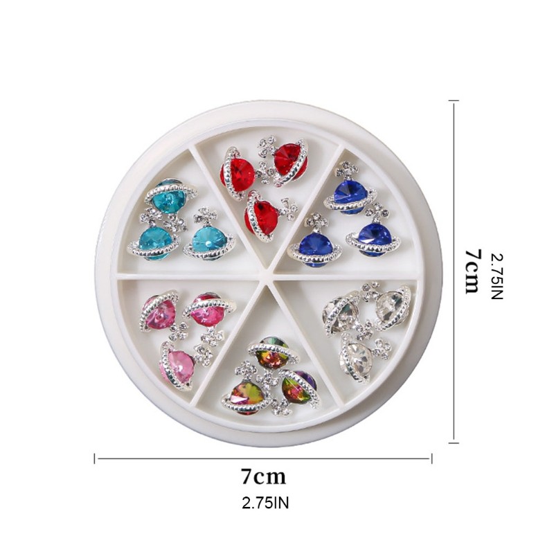 Planet Rhinestone Charms Saturn Nail Ornament Planet Design Nail Art Metal Alloy Manicure Nail DIY Accessories Nail Decor