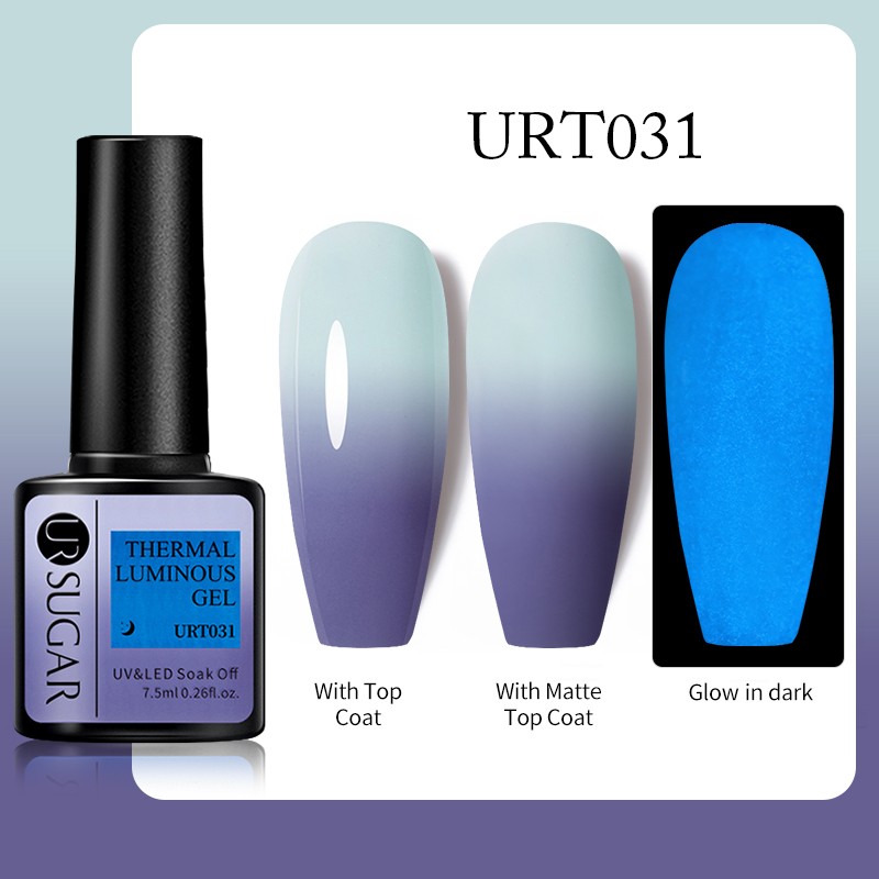 UR SUGAR Thermal Luminous UV Gel Nail Polish 2 in 1 Color Change Glow in the Dark Nail Art Design Varnish Soak Off Manicure