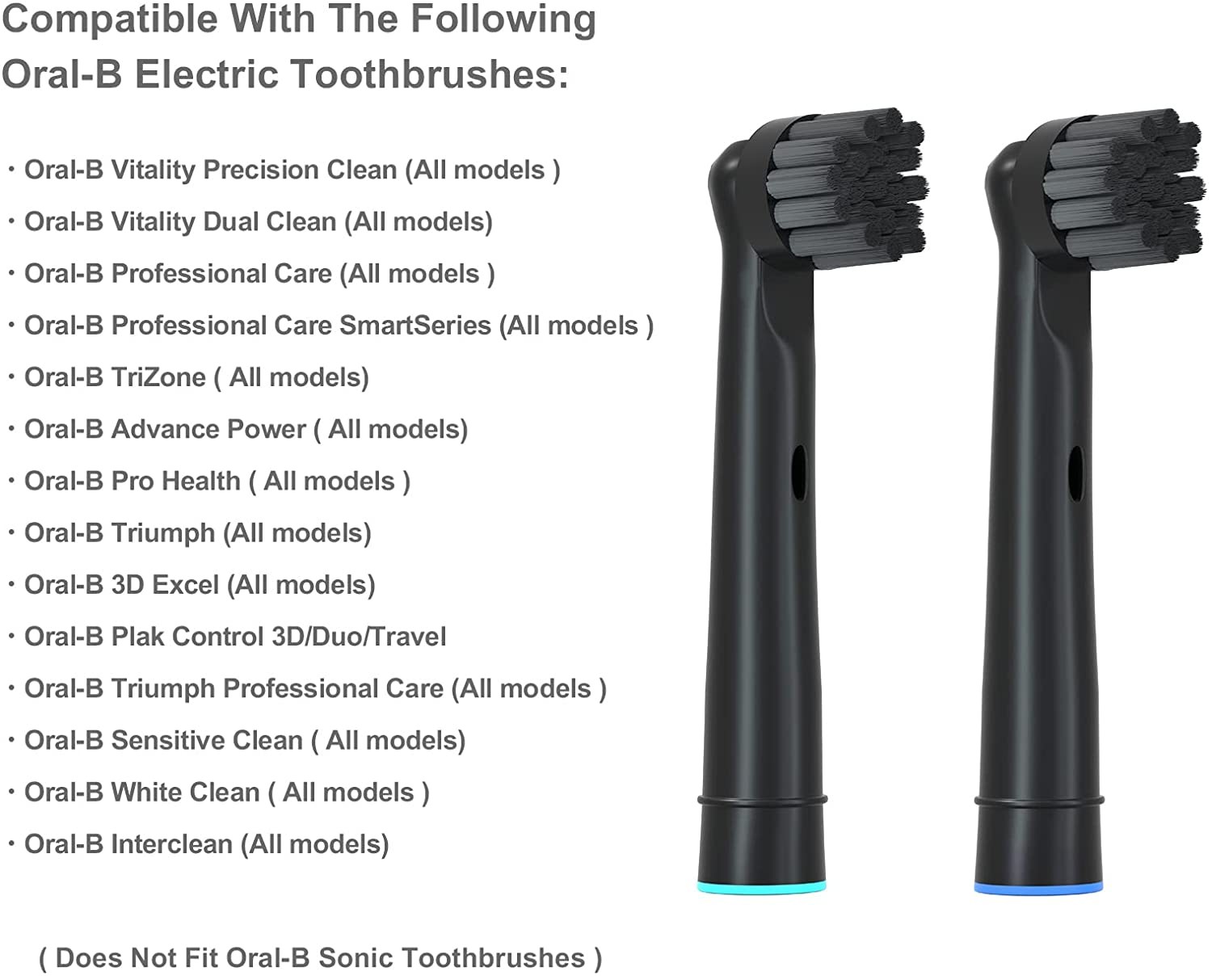 Electric Toothbrush Replacement Brush Heads Compatible with Oral B Toothbrush Precision Clean E-CO Bamboo Charcoal Bristles