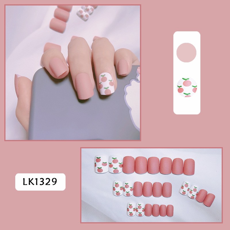 24pcs False Nails With Designs Nail Art Decoration Stickers Long Lasting Reusable Nail Tips Fake Nails Decals For Women DL