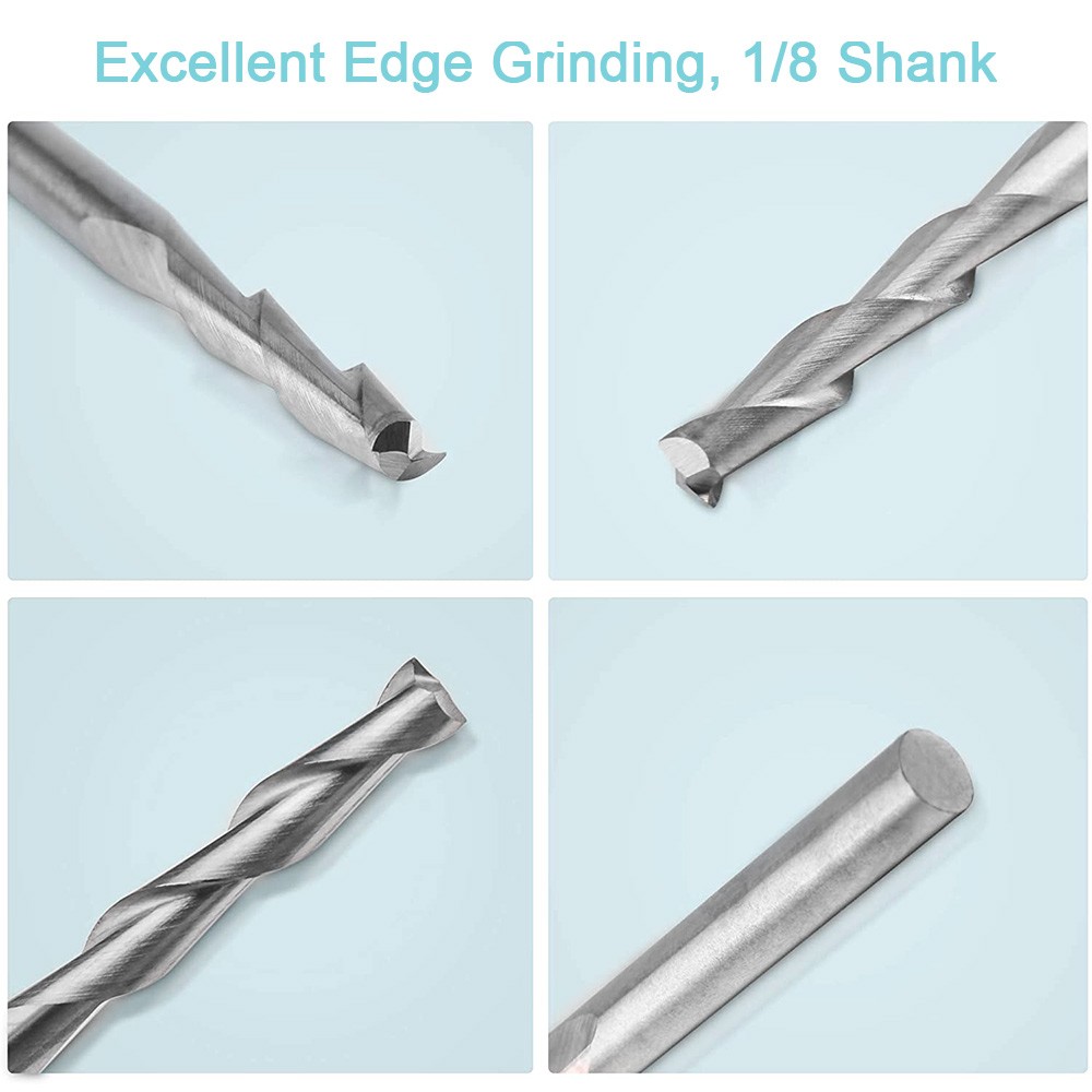 10 قطعة بت التوجيه 1/8In قطع قطر شقة الأنف نهاية مطحنة التنغستن الصلب Endmill 2 المزامير 3.175 مللي متر دوامة Upcut قاطعة المطحنة