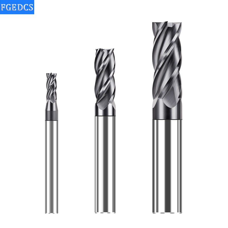 Tungsten Carbide Steel Inch Milling Cutter 1/8 3/16 1/4 5/16 3/8 1/2" CNC End Mill 4 Flute Professional HRC55 3.175 6.35 12.7mm