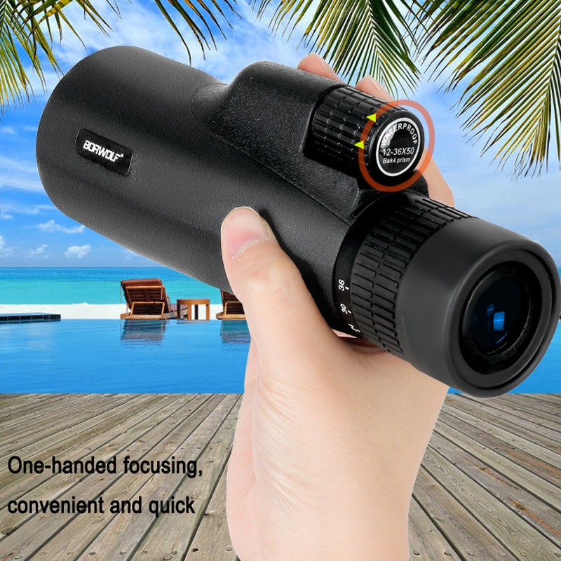 2021 Borwolf 12-36X50 Binoculars BAK4 Prism High Power Optical Lens Hunting Bird Monocular Light Night Vision Telescope