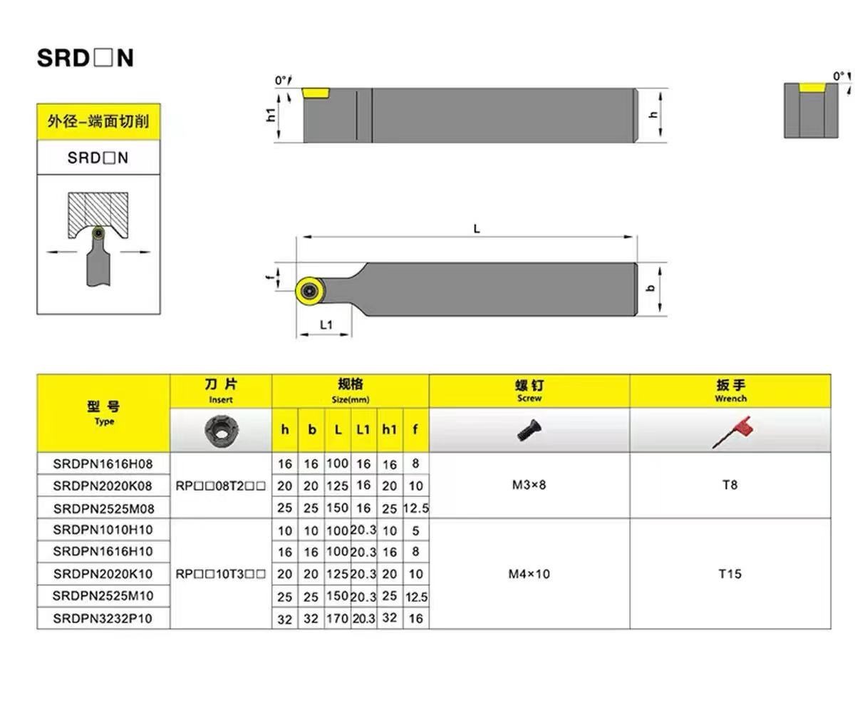 SRDPN SRDPN1010H10 SRDPN1212H10 SRDPN1616H10 عمود تخريم باستخدام الحاسب الآلي حامل أداة خارجية RPGT10T3 AK RPMT10T3MO إدراج كربيد