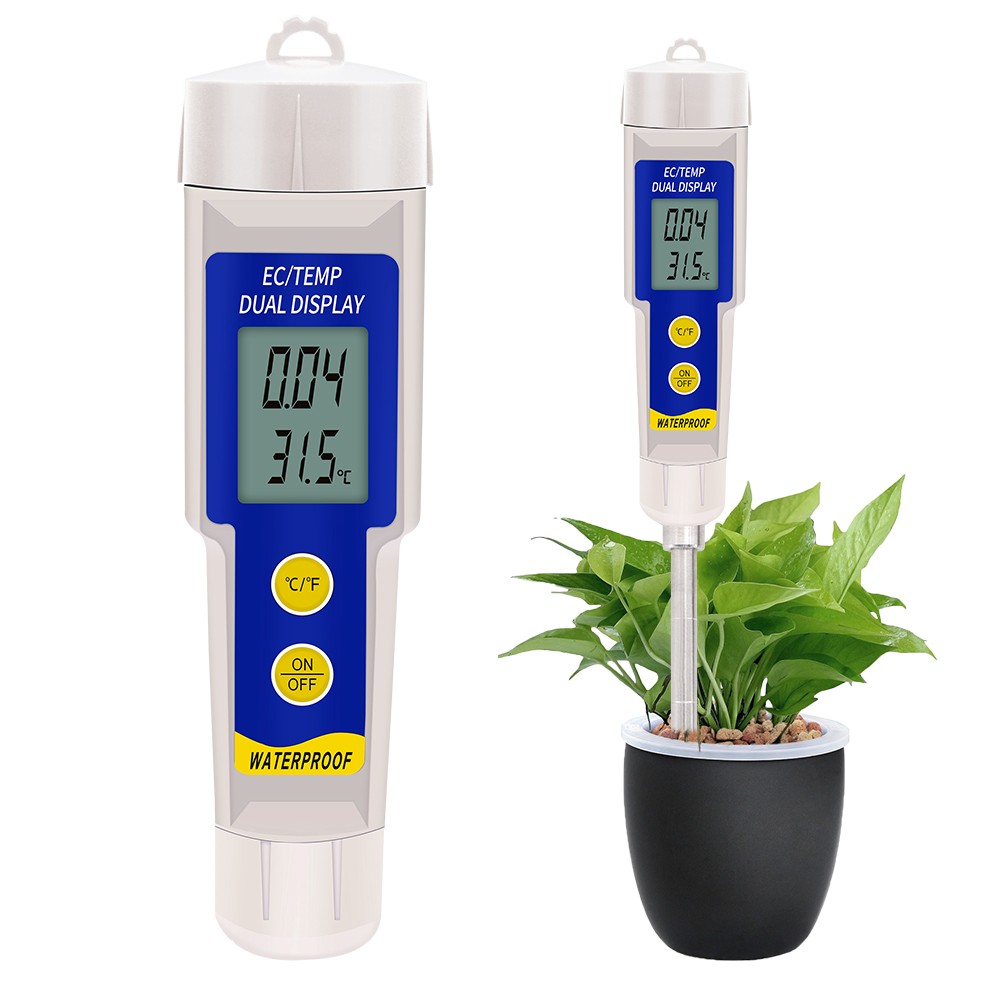 EC-315 Soil Meter 2 in 1 Soil EC and Temperature Meter Waterproof 0 ~ 4.00 mS/cm Multipurpose Conductivity Tester with ATC 50% Off