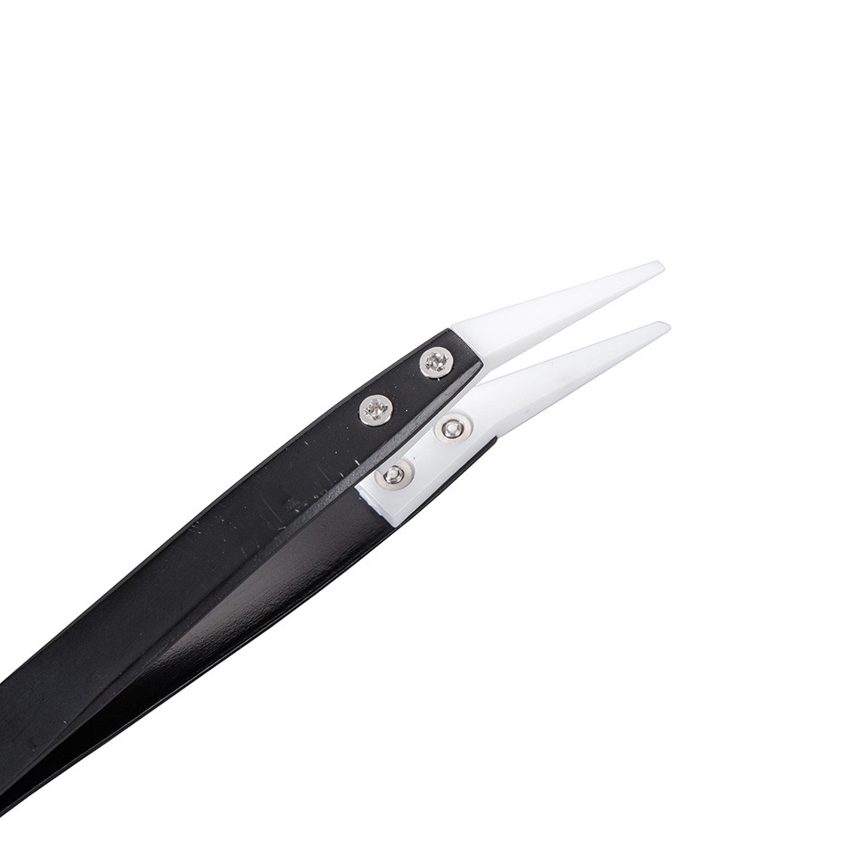 Ceramic tweezers head stainless steel handle anti-static high-temperature anti-corrosion repair tools