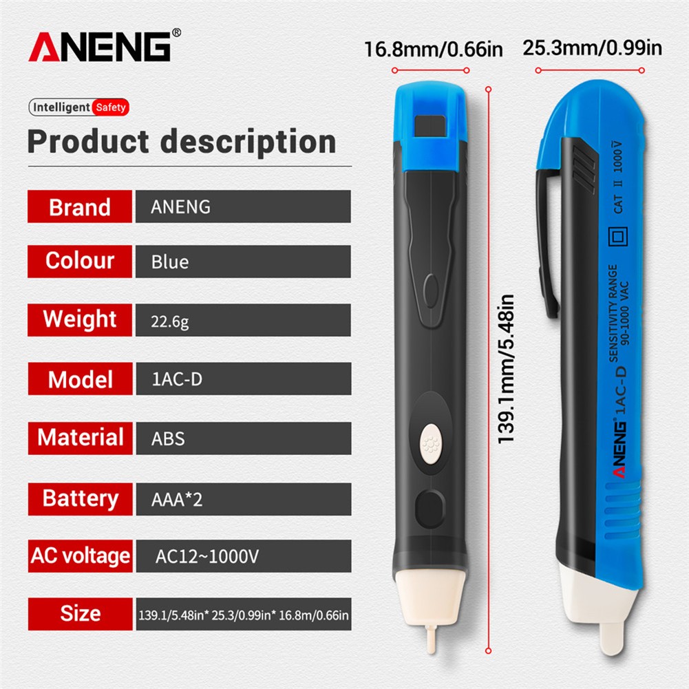 Electricity Tester Pencil Digital 90-1000V 12-1000V AC Non-Contact Voltage Detector Tester Pen Tester Meter Volt Current Electrical