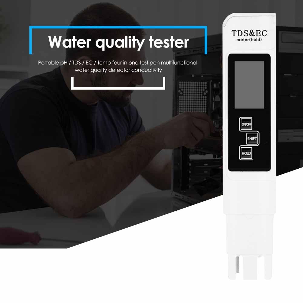 TDS/EC Tester 0-9990ppm Conductivity Detector Water Purity Thermometer 3 in1 TDS/Temperature/EC Meter Water Water Quality Tester Pen