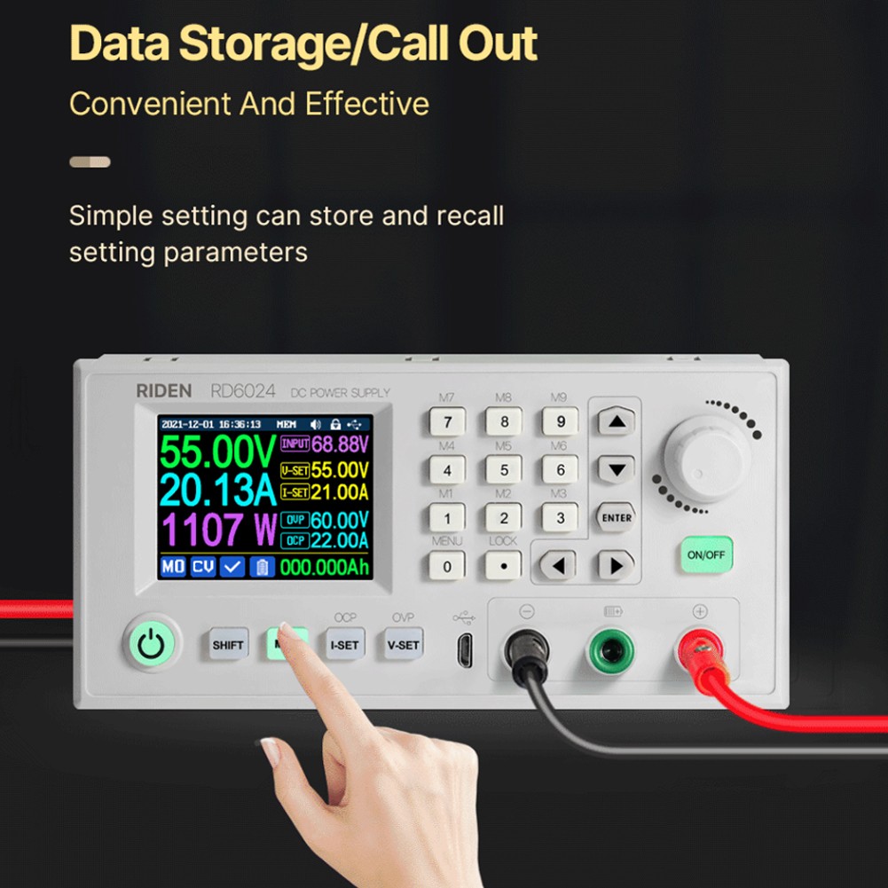 RD6024 RD6024-W 60V 24A USB Color Display Screen DC Adjustable Step-down Voltage Bench Power Supply Potential Converter Data Storage