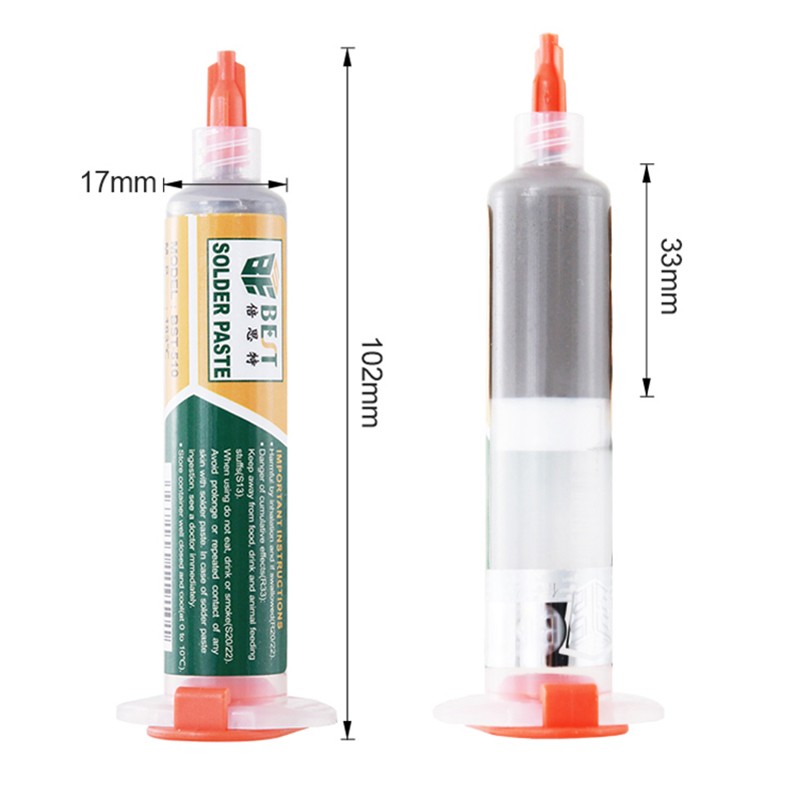 38g BGA Tin Soldering Paste Lead 10cc Syringe Liquid Flux Soldering Tool Medium Temperature Melting Point 183C Tin Soldering Paste