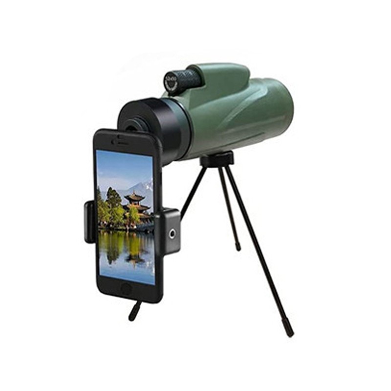 Large field of view 12X50 monocular outdoor camping travel hunting HD FMC telescope with tripod mobile phone holder bird watching