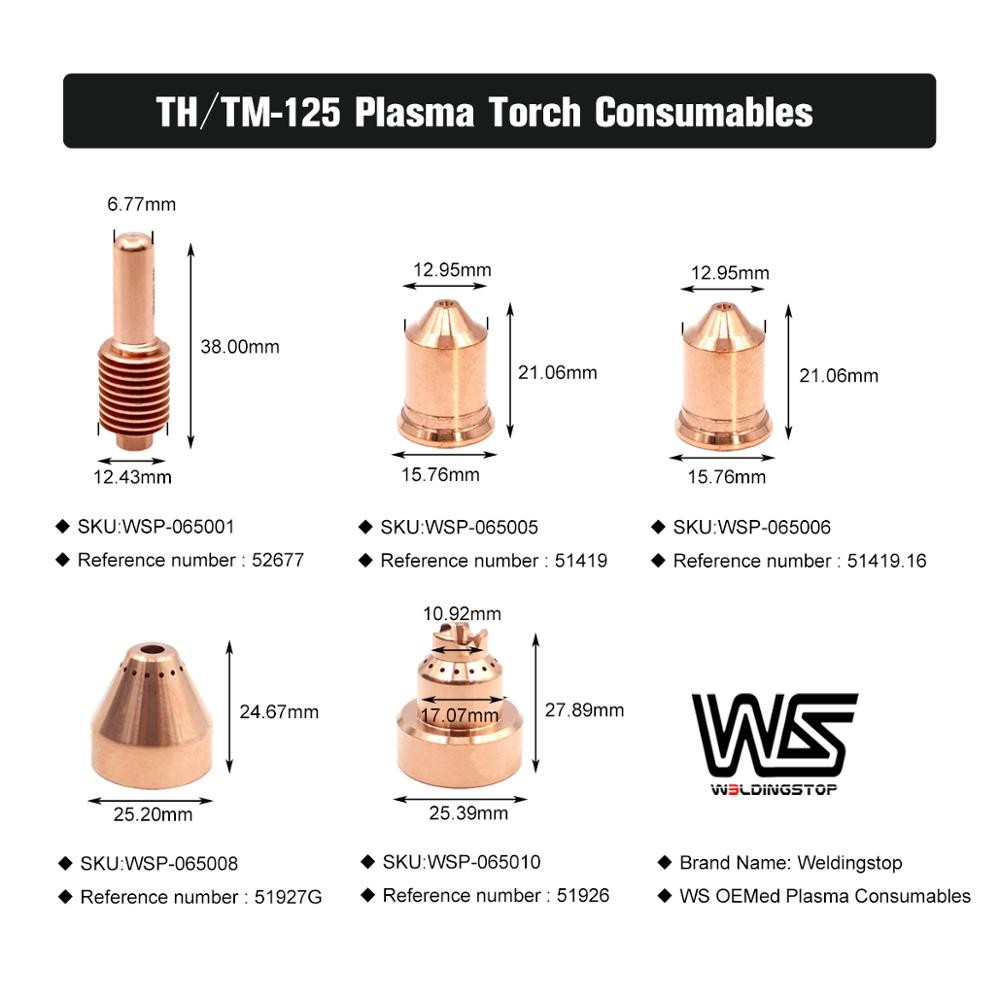 52677 51419 TH-125 TM-125 Plama Cutter Torch Consumable 45-125A Electrode Nozzle/Tip