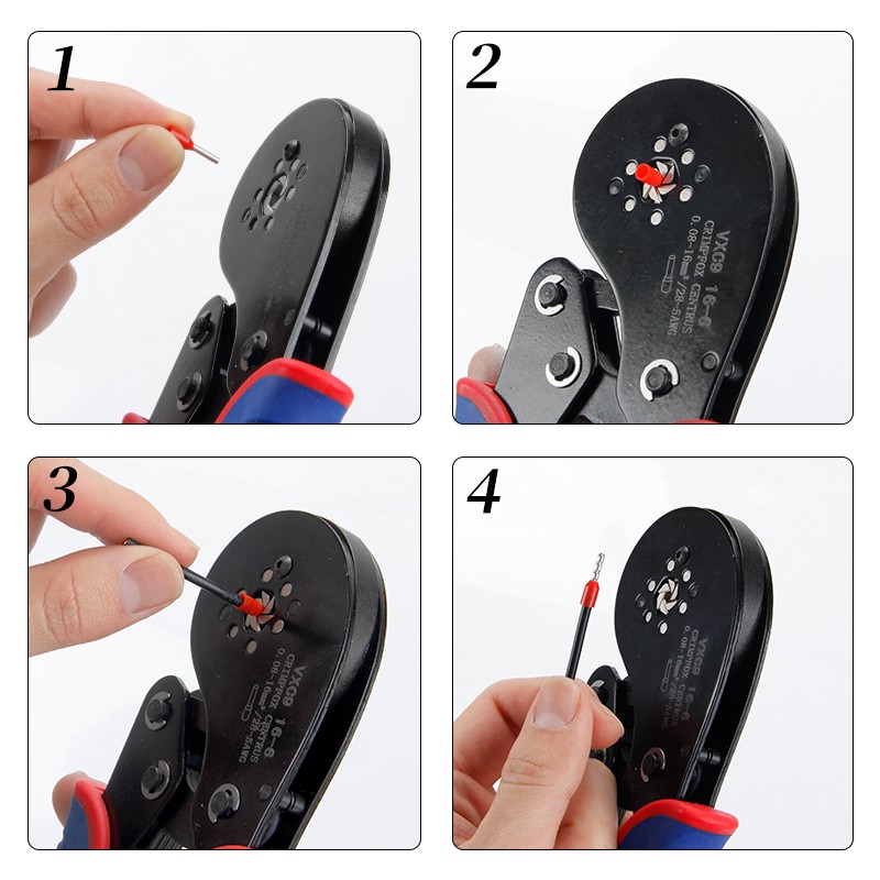 Tubular Terminal Crimping Tool Crimping Pliers HSC8 6-4A/6-6A/16-6 (Max 0.08-16mm²) Electric Small Wire Ferrule Clamp Kit