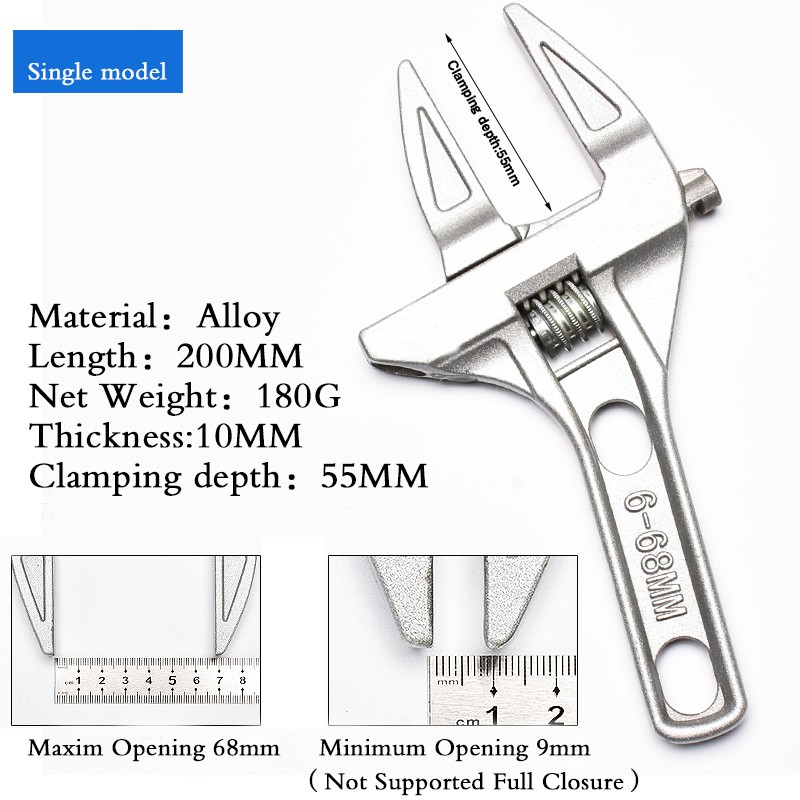 Adjustable Wrench Universal Monkey Wrench Multifunctional Plumbing Hand Tools Nut Sink Wrench Bathroom Pipe Large Open Spanner