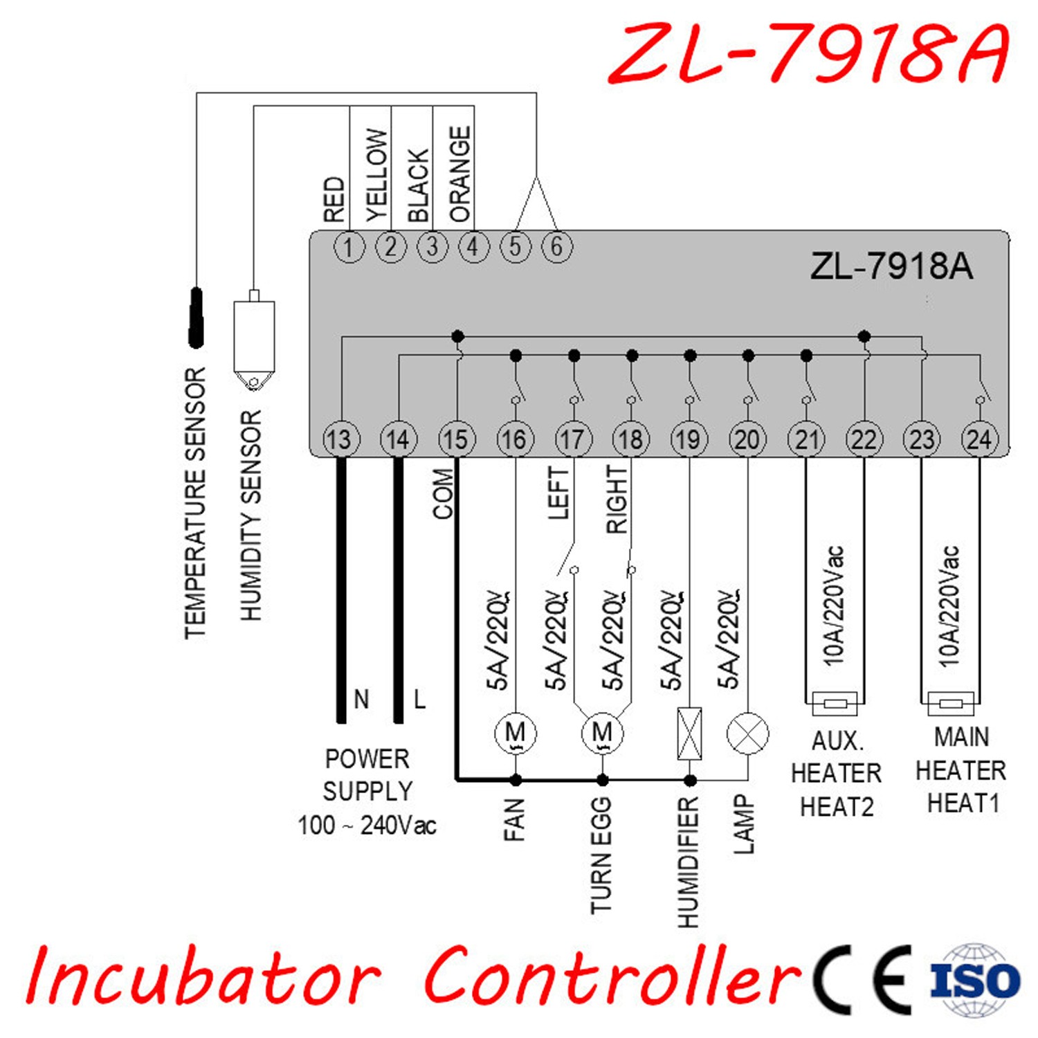 ZL-7918A متعددة الوظائف التلقائي درجة الحرارة تحكم التلقائي حاضنة درجة الحرارة الرطوبة تحكم XM-18 ترموستات