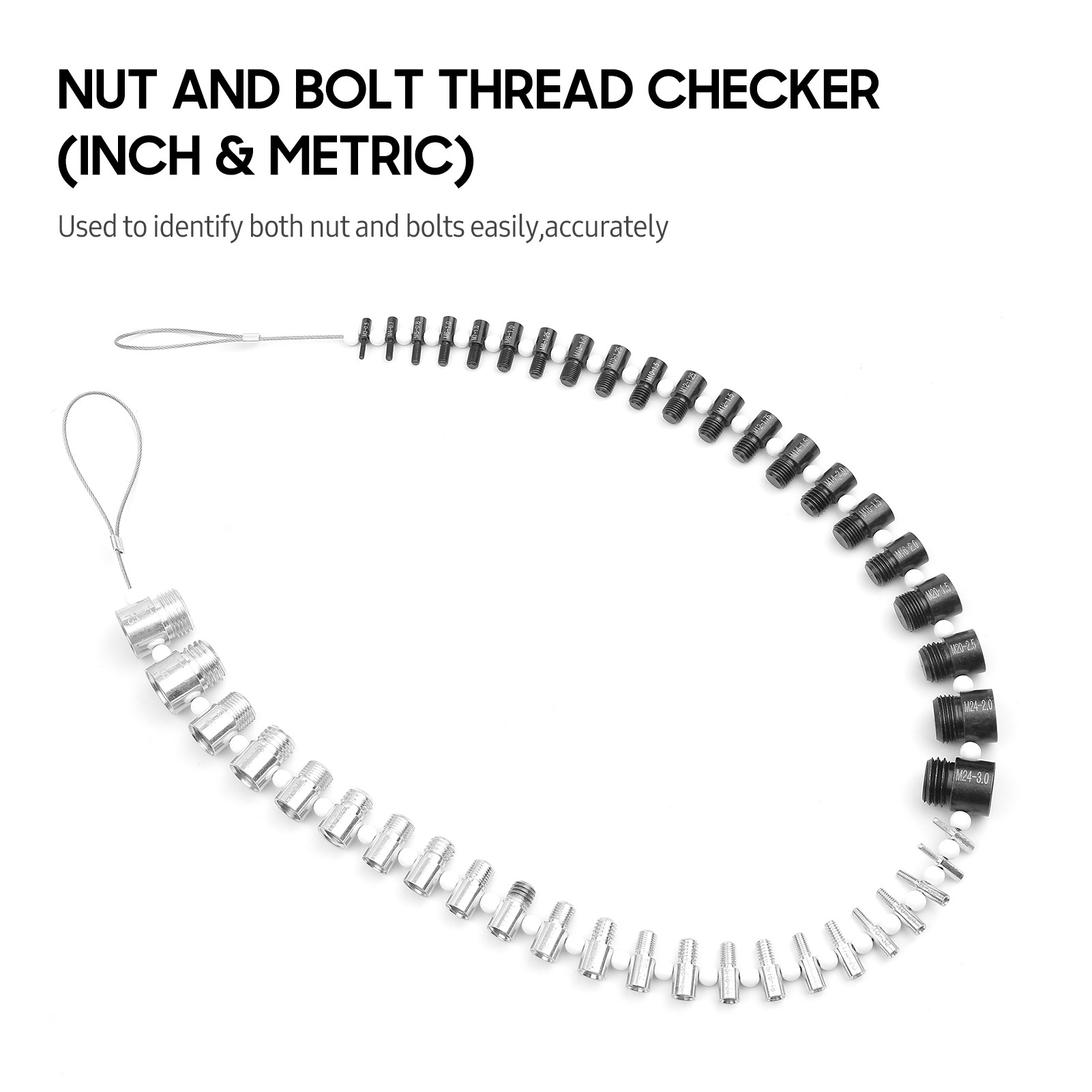 Thread Checker Nut and Bolt (inch and metric) 44 gauge male/female-23 inch and 21 metric size