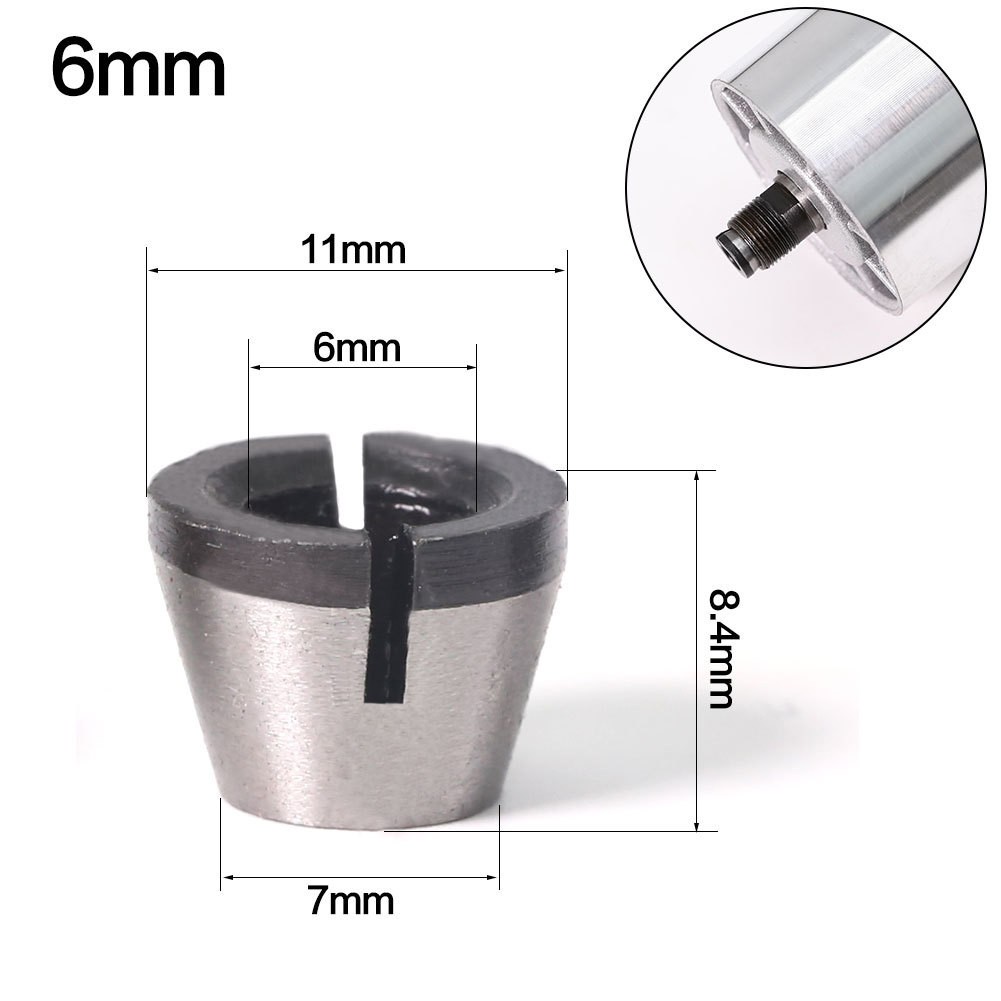 5pcs Collets Set 6.35mm 8mm 6mm Collet Chuck Drill Trimming Machine Electric Router Milling Cutter Accessories