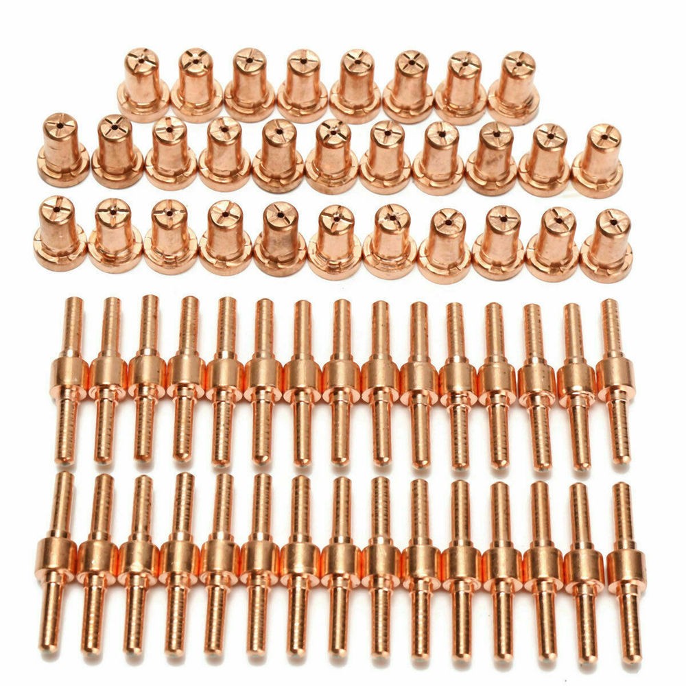 20/40/60pcs Red Copper Consumables Extension Long Tip Electrodes and Long Nozzles for PT31 LG40 40A Air Plasma Cutter