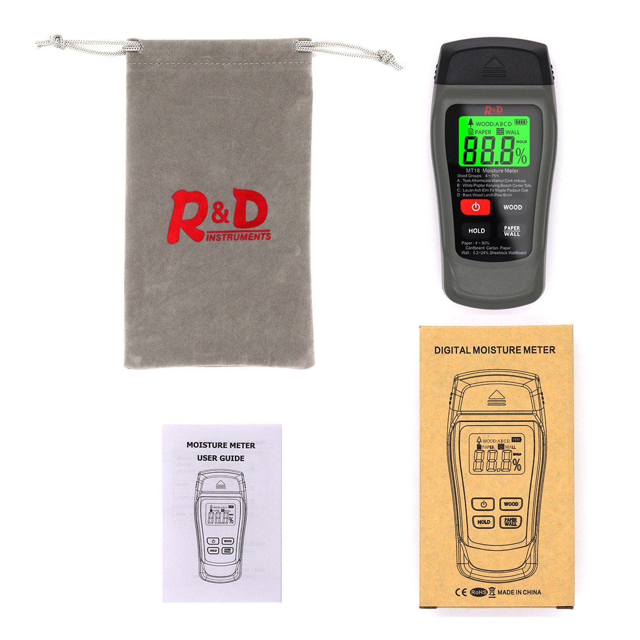 New MT-18 Gray 0-99.9% Two Pins Digital Moisture Meter Wood Paper Moisture Tester Wall Hygrometer Timber Moisture Detector