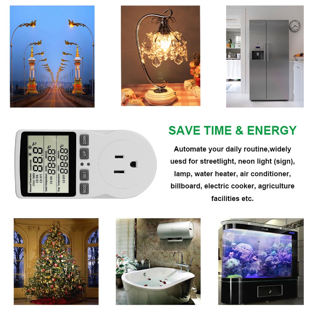 Multifunctional digital thermostat, European plug, temperature controller, outlet with timer switch