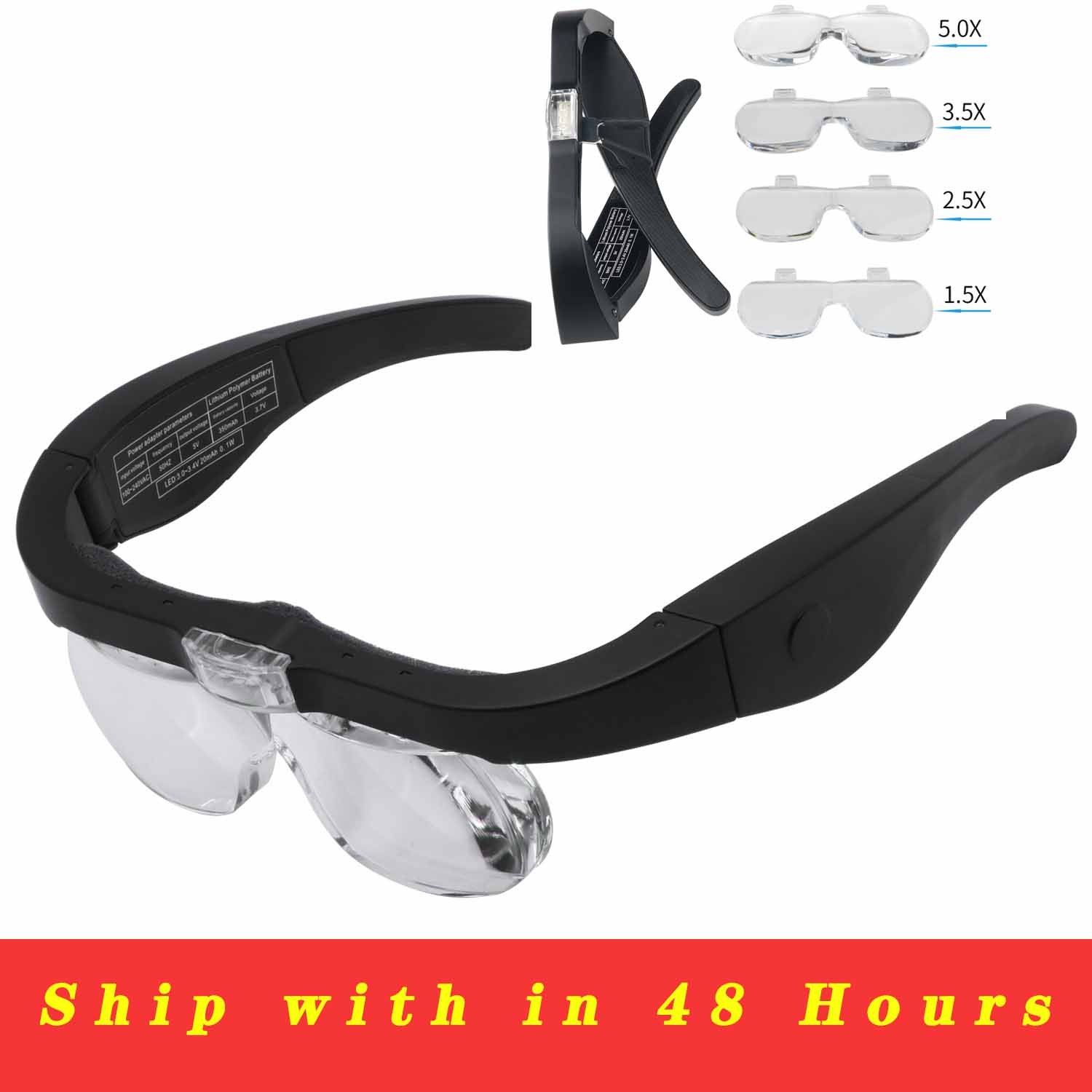 Magnifying Glasses Magnifying Glasses 1.5x 2.5X 3.5X 5.0X USB Rechargeable With LED Light For Reading Jewelry Watches Repair Wearing