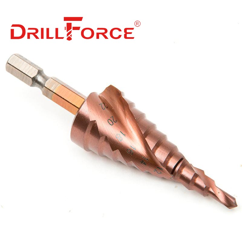 Drillforce M35 5% الكوبالت خطوة مثقاب الخشب HSSCO مخروط أداة معدنية ثقب القاطع 3-12/3-14/4-12/4-20/4-22/4-25/4-32/5-21/5-27/6-24 مللي متر