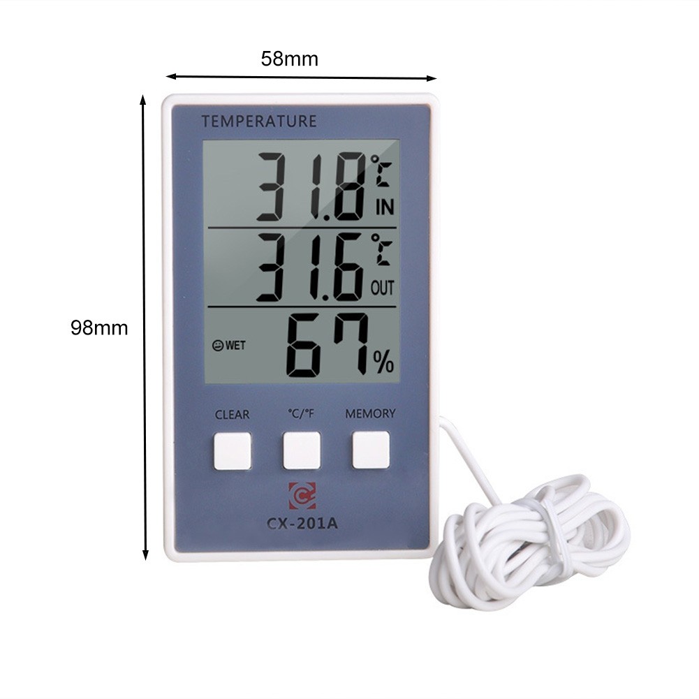 CX-201A Digital Thermometer Hygrometer Indoor Outdoor Temperature Hygrometer LCD Display Sensor Probe Weather Station