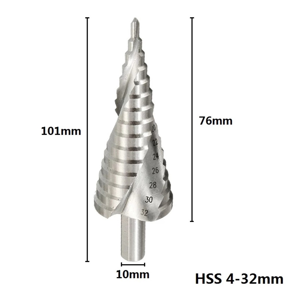 1pc 4-32mm HSS Titanium Coated Step Drill Bit Drill Power Tools Metal High Speed ​​Steel Wood Hole Cutter Step Cone Drill