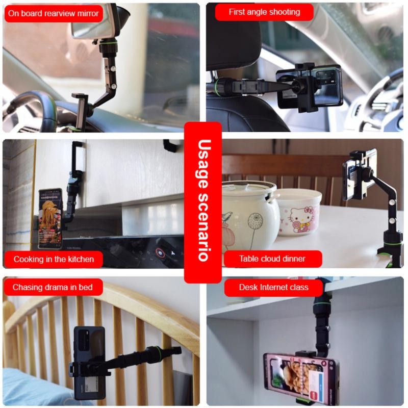 Multifunctional car bracket rearview mirror back seat video shooting kitchen multi-scene use mobile phone holder