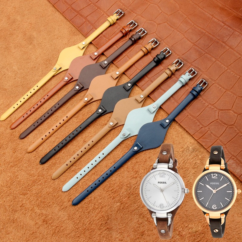 Genuine Leather Watch Strap Women Watchband for Fossil ES3077 2830 3262 3060 4176 4119 4026 4340 Small Bracelet 8mm Watch Band