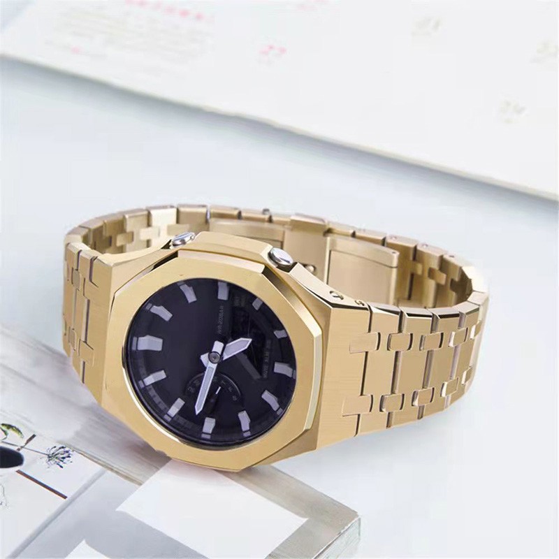 316L Stainless Steel Strap 3rd Adjustment For Casio GA-2100 GA2110 Watchband Bezel Metal Watch Strap With GA2100 Tools