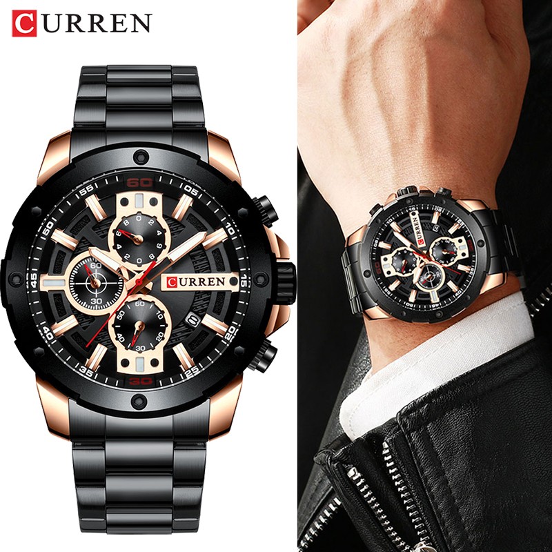 CURREN Luxury Military Waterproof Sport Stainless Steel Men's Watch Fashion Business Quartz Watch for Men relogio masculino