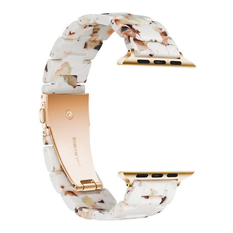 Replacement Resin Tortoise Shell Lines Watch Strap Bracelet For Apple Watch Series 5/4/3/2/1 42mm 44mm 38 and 40mm Leopard Print