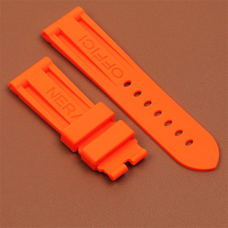 High Quality Black Blue Red Orange Army Green Watchband Silicone Rubber Strap for Panerai Pin Buckle 22mm 24mm 26mm