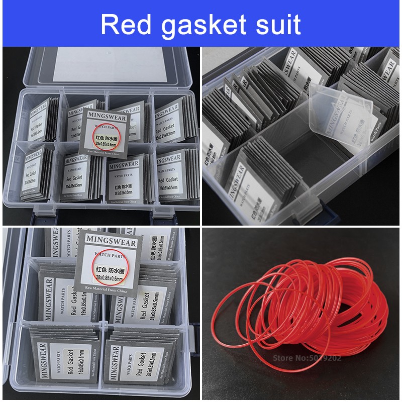 Red watch gasket 0.85mm thick, total 49pcs, diameter 16-40mm, 0.5mm, free shipping