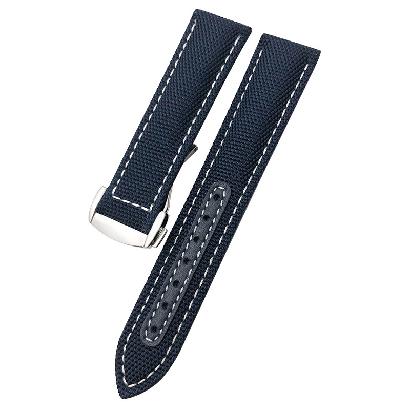 19mm 20mm Nylon Canvas Watch Strap for Omega 300 AT150 Fabric Leather Aqua Terra 150 Blue 21mm 22mm Watchband Buckle