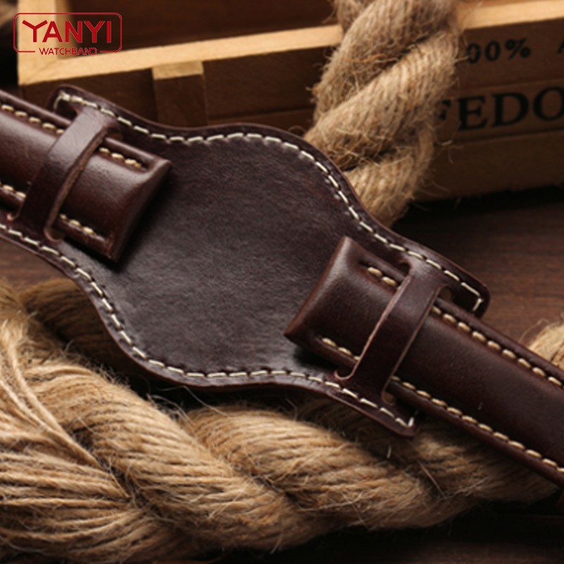 Genuine Leather Bracelet 18mm 20mm 21mm 22mm Watch Strap Man Watchband With Mat Wrist Band Handmade Leather Bracelet