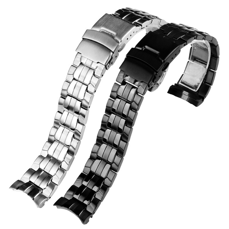 For Casio EF-550 EF-524 Stainless Steel Watchband 22mm Silver Strap Deployment Buckle Bracelet Metal Strap Men's Watch Series