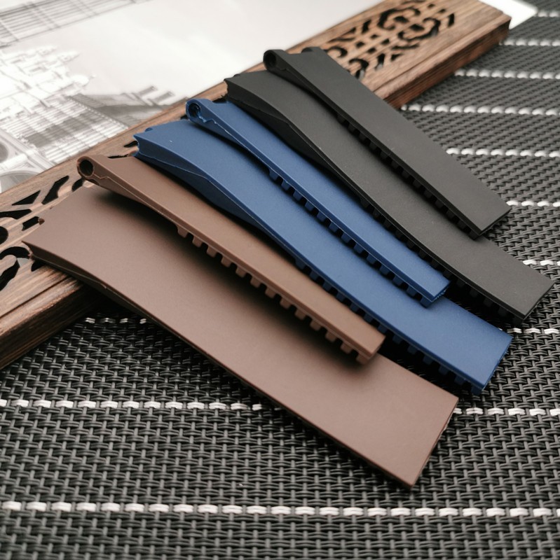 Silicone Rubber Watch Strap, High Quality, Water Resistant, 25 x 12mm, Black, Brown, Blue for Nardin