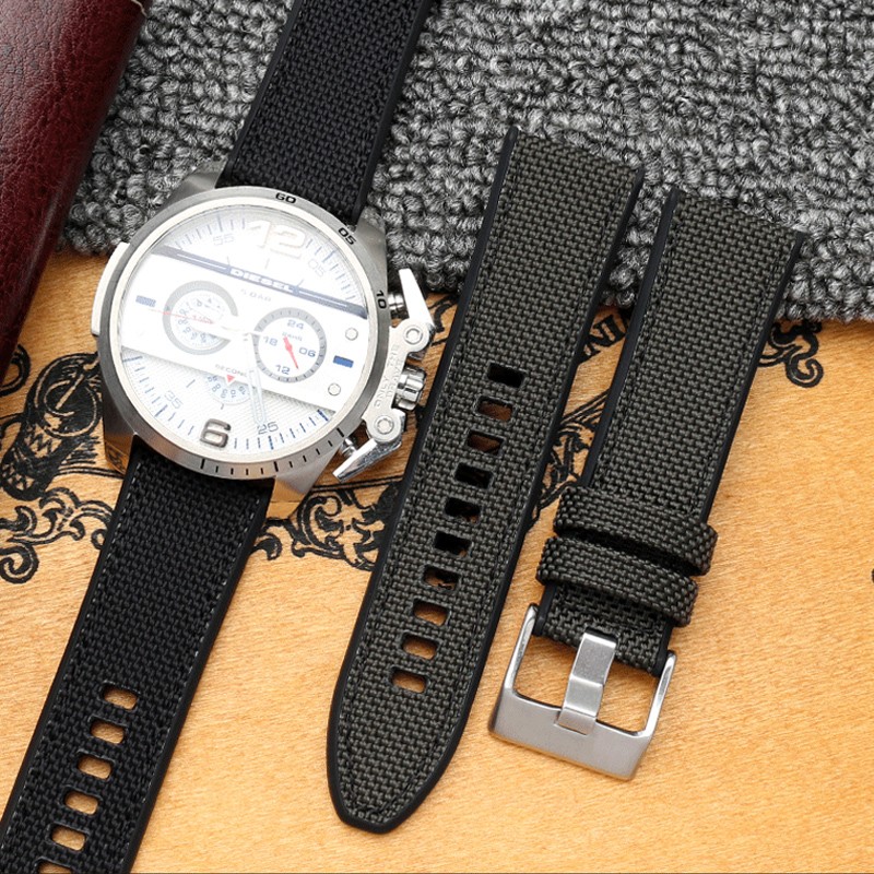 For Diesel Dz4500 Dz4506 DZ7420 DZ4318 Canvas Silicone Watch Strap Men's Officer Series 24 26 28mm Accessories Nylon Watchband