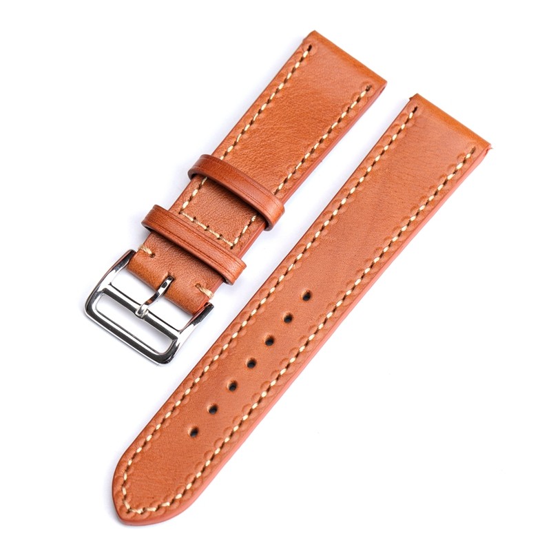 Handmade brown leather watch strap for men and women, 20 22 18mm, soft antique style, first layer