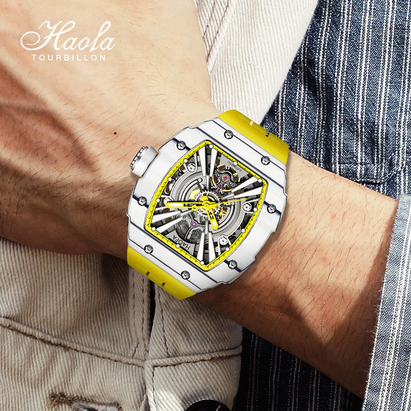 Haofa luxury automatic men's watch skeleton mechanical self-wind luminous movement men's watch 80H power reserve 1906